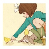Tableau "Belle Feeds The Chicks" (28x28cm)