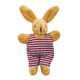 Doudou Lapin Hochet Salopette Rayures Rouges