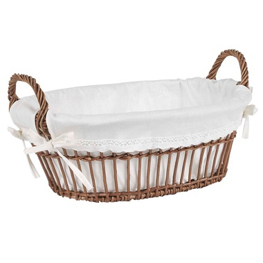 Corbeille osier foncé doublure coton petite