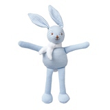 Doudou Lapin Hochet Rayé Bleu