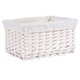 Corbeille osier blanc laqué doublure coton