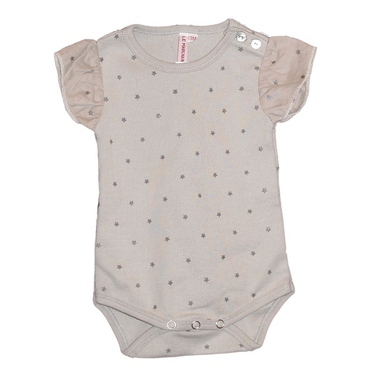 Body Bébé Petites Manches Etoiles - Gris Taupe