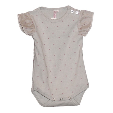 Body Bébé Petites Manches Coeurs - Gris Taupe