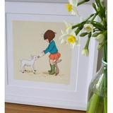 Tableau "Belle & Her Little Lamb" (28x28cm)