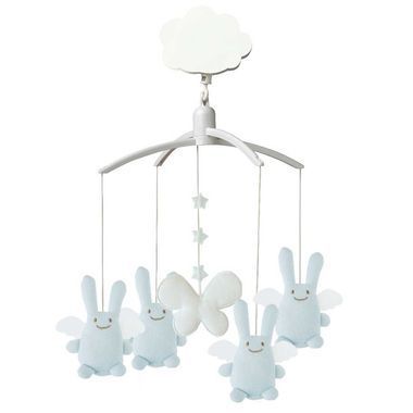 Mobile Musical Ange Lapin Bleu Ciel