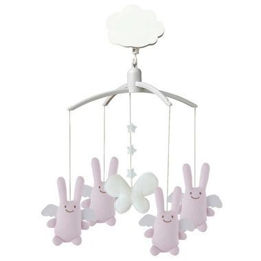 Mobile Musical Ange Lapin Rose