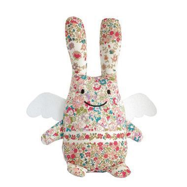 Doudou Ange Lapin Liberty Rouge (18cm)