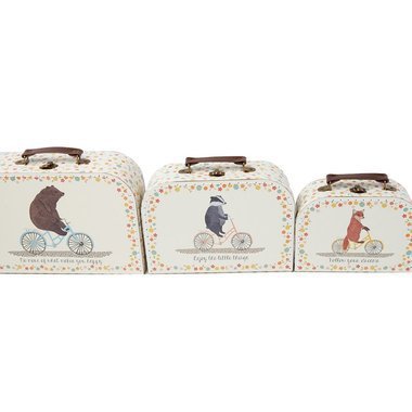 Set de 3 Valisettes Rétros Happy Animals on Bike