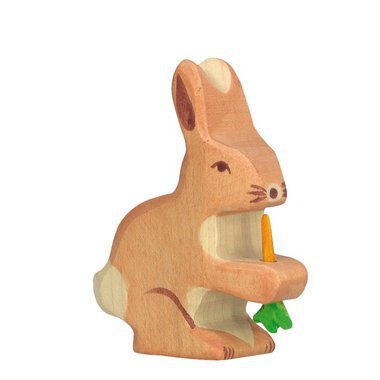 Figurine en Bois - Lapin avec Carotte