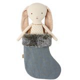 Doudou Lapin Ange dans sa Chaussette de Noël - Bleu