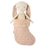 Doudou Lapin Ange dans sa Chaussette de Noël - Rose Poudré