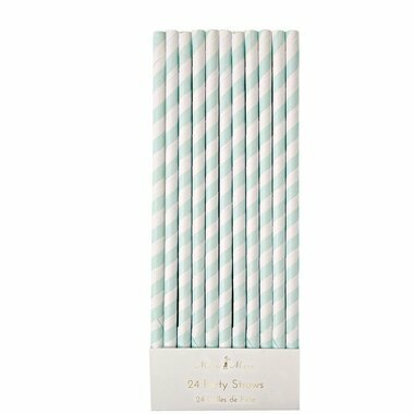 Pack de 24 Pailles Rayées en Papier  - Mint