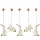 Lapins de Pâques en Métal à Suspendre - 5 pièces
