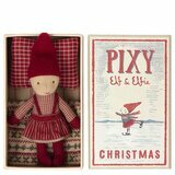 Petit Lutin de Noël dans sa Boite d'Allumette - Fille Pixy 