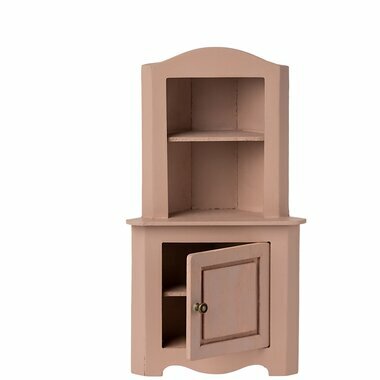 Mini Armoire d'Angle Vintage en Bois - Rose