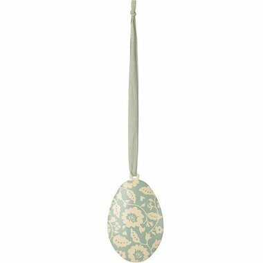 Ornement Oeuf de Pâques en Métal - Fleurs Menthe