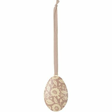 Ornement Oeuf de Pâques en Métal - Fleurs Rose
