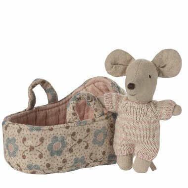 B&eacute;b&eacute; Souris dans son Couffin - Rose