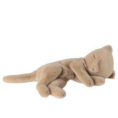 Peluche Chaton Endormi, Small - Cr&egrave;me P&ecirc;che
