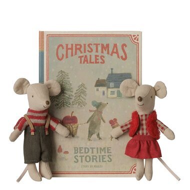 Souris de No&euml;l Jumeaux - Petit Fr&egrave;re et Petite Soeur dans leur Coffret Livre
