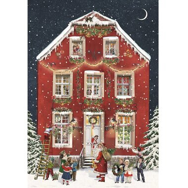 Mini Calendrier de l'Avent - Maison de No&euml;l (Rouge)