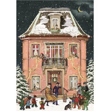 Mini Calendrier de l'Avent - Maison de No&euml;l (Rose)